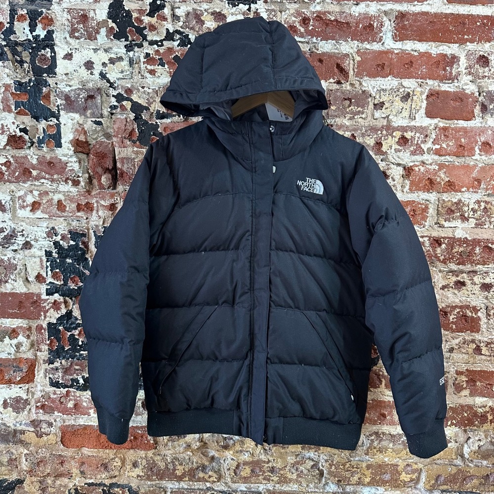 The North Face 550 Goose Down Quilted Jacket Girls Large Hooded Black